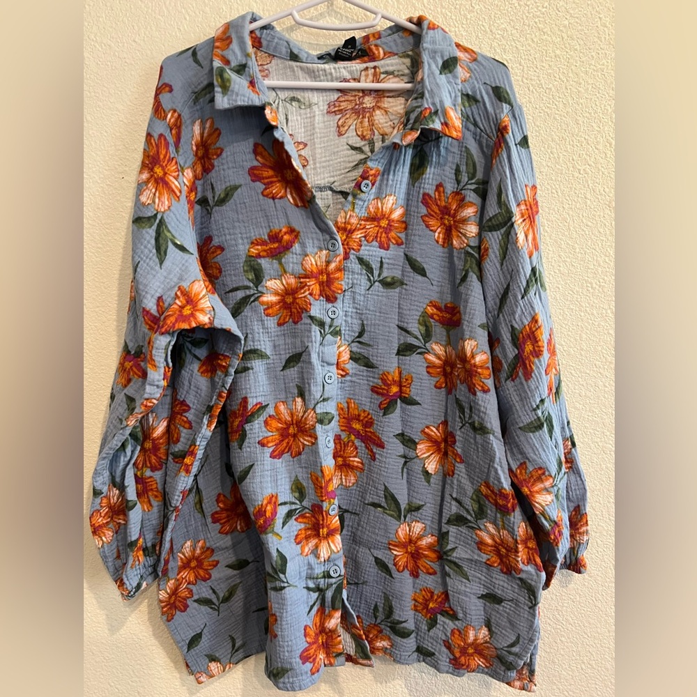 A Love Story cotton‎ Collared Button down Long Shirt
